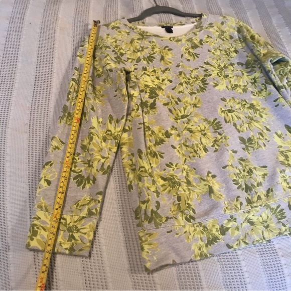 J. Crew Sweatshirt Small Floral Gray Yellow Cotton Crewneck Pull over - Picture 8 of 8